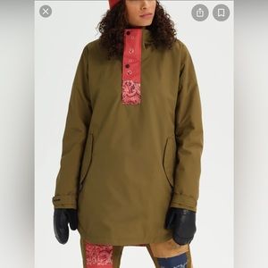 Burton Olive Green Ski Anorak with Red Accents
